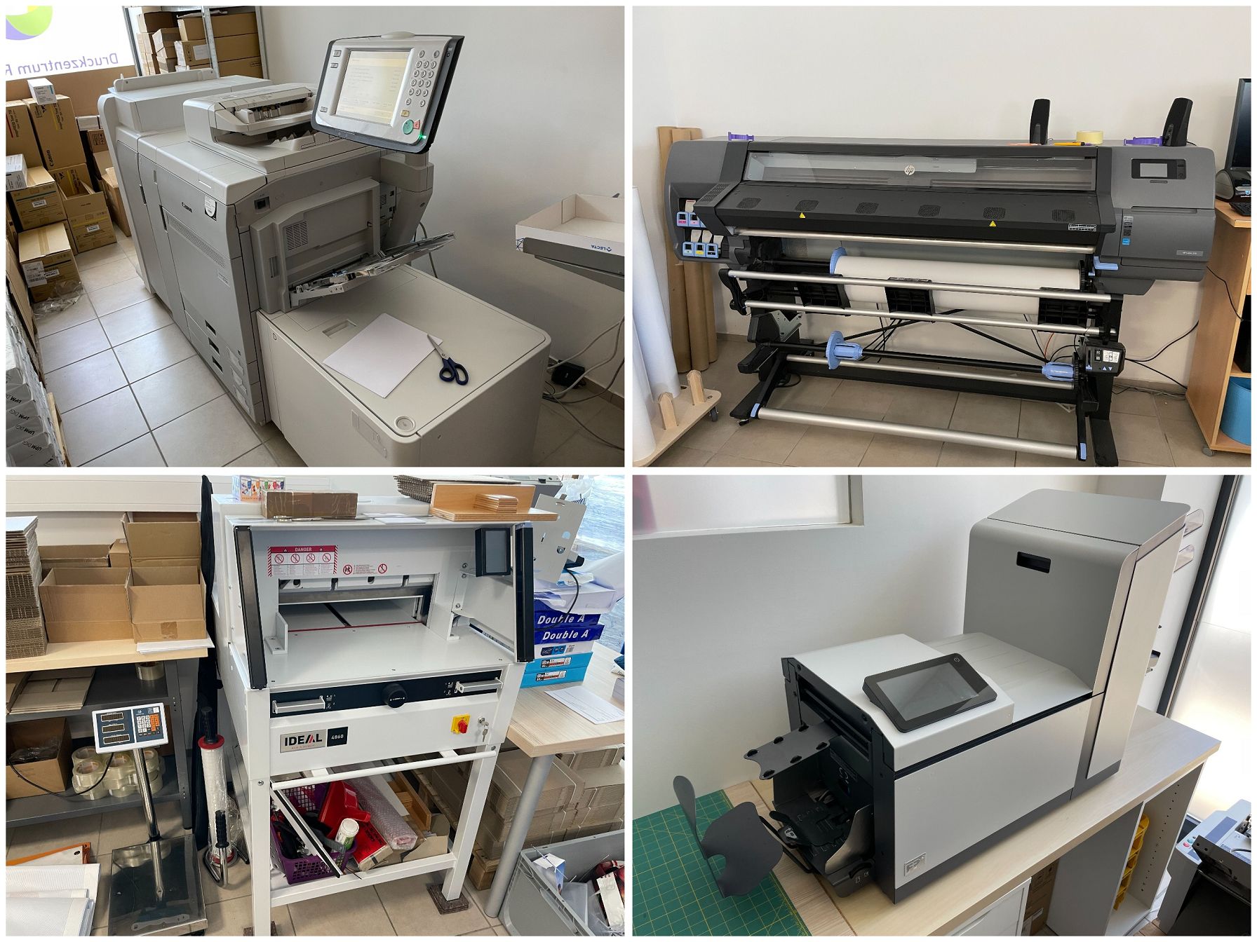 Maschinen und Ausstattung einer Digitaldruckerei